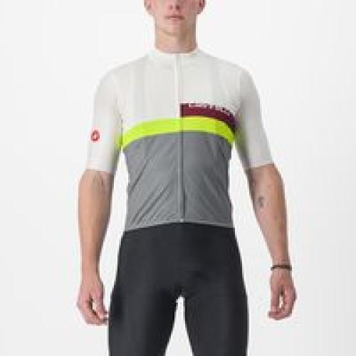 Castelli A Blocco Jersey - Ivory/Bordeaux-Electric Lime-Sedona Sage (Grösse: L) von Castelli