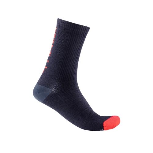 Castelli Bandito Wool 18 Sock - Savile Blue/Red (Grösse: 2XL) von Castelli