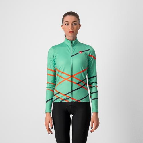 Castelli Diagonal Jersey FZ - Jade Green/Brilliant Pink-Dark Steel Blue (Grösse: S) von Castelli