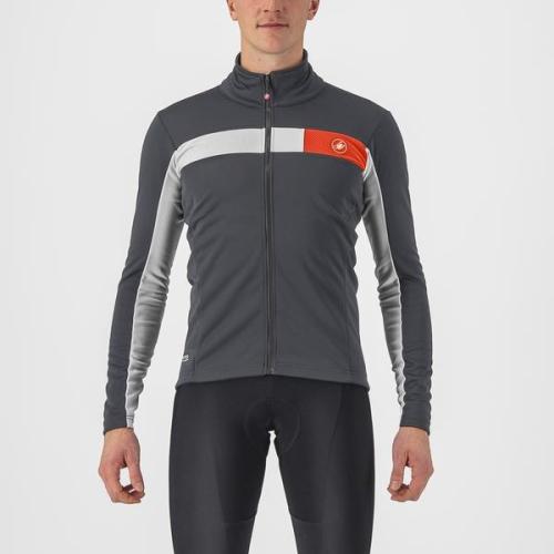 Castelli Mortirolo 6s Jacket - Dark Gray/Silver Gray-Red Reflex (Grösse: 2XL) von Castelli