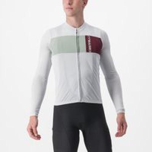 Castelli Prologo 7 Long Sleeve Jersey - Silver Gray/Defender Green-Bordeaux (Grösse: 3XL) von Castelli