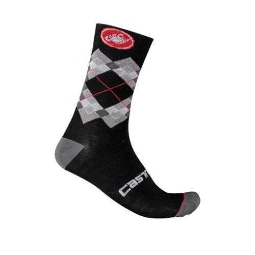 Castelli Rombo 18 Sock - Black/Dark Gray/Red (Grösse: L-XL) von Castelli