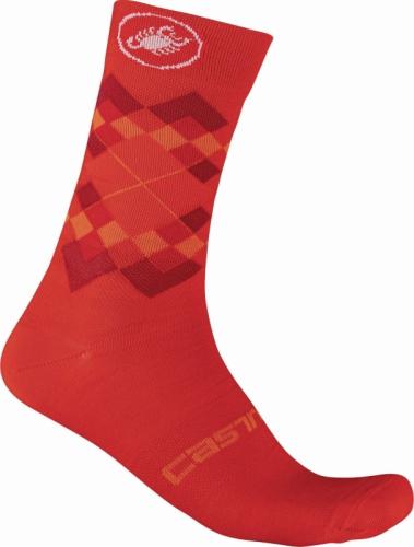 Castelli Rombo 18 Sock - Fiery Red/Bordeaux/Orange (Grösse: 2XL) von Castelli