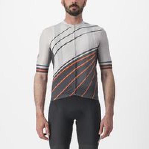 Castelli Speed Strada Jersey - Moon Gray/Dark Gray-Scarlet Ibis (Grösse: M) von Castelli