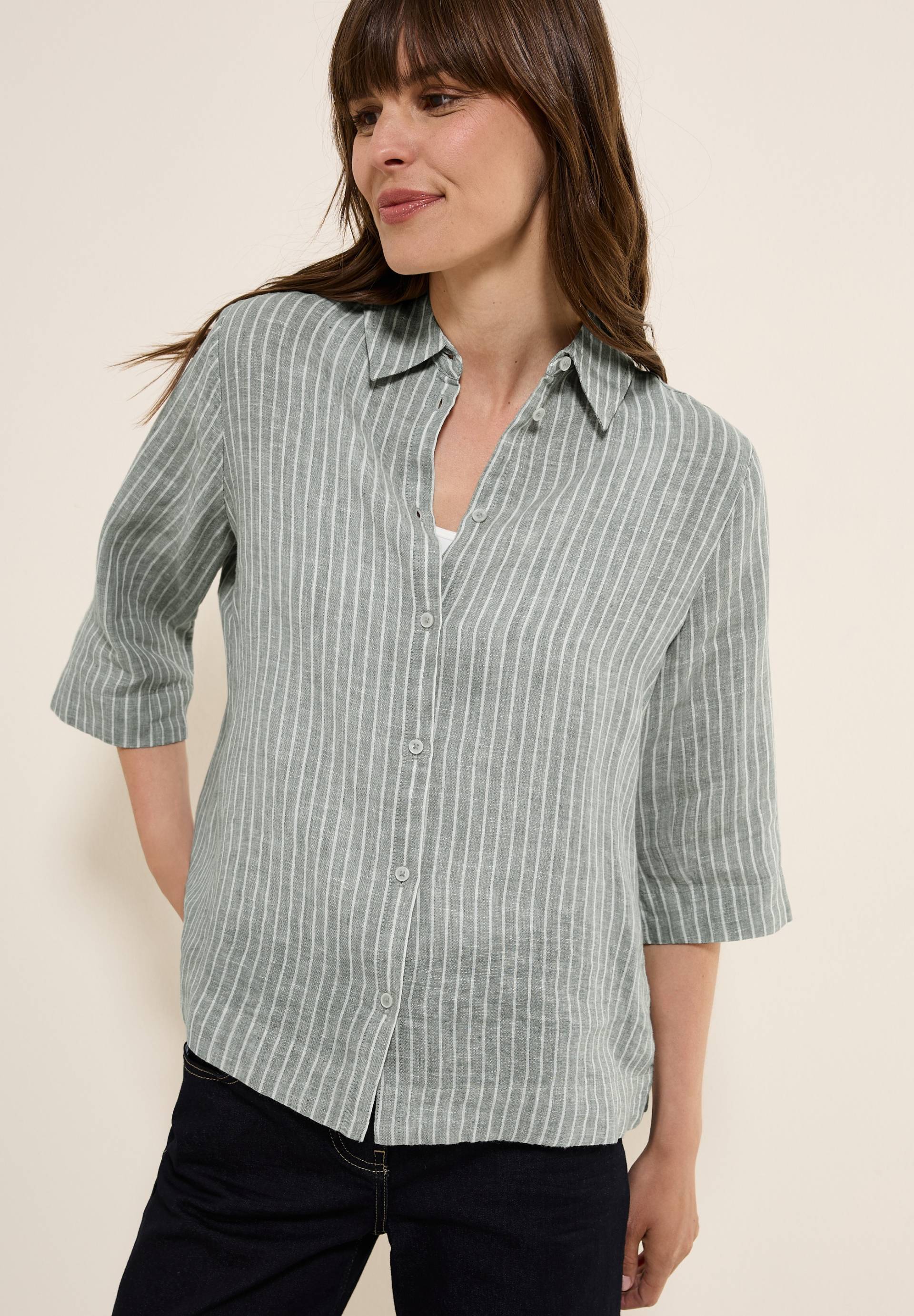 Cecil Kurzarmbluse, im Streifen-Look und aus Leinen Cecil Kurzarmbluse, im Streifen-Look und aus Leinen von Cecil