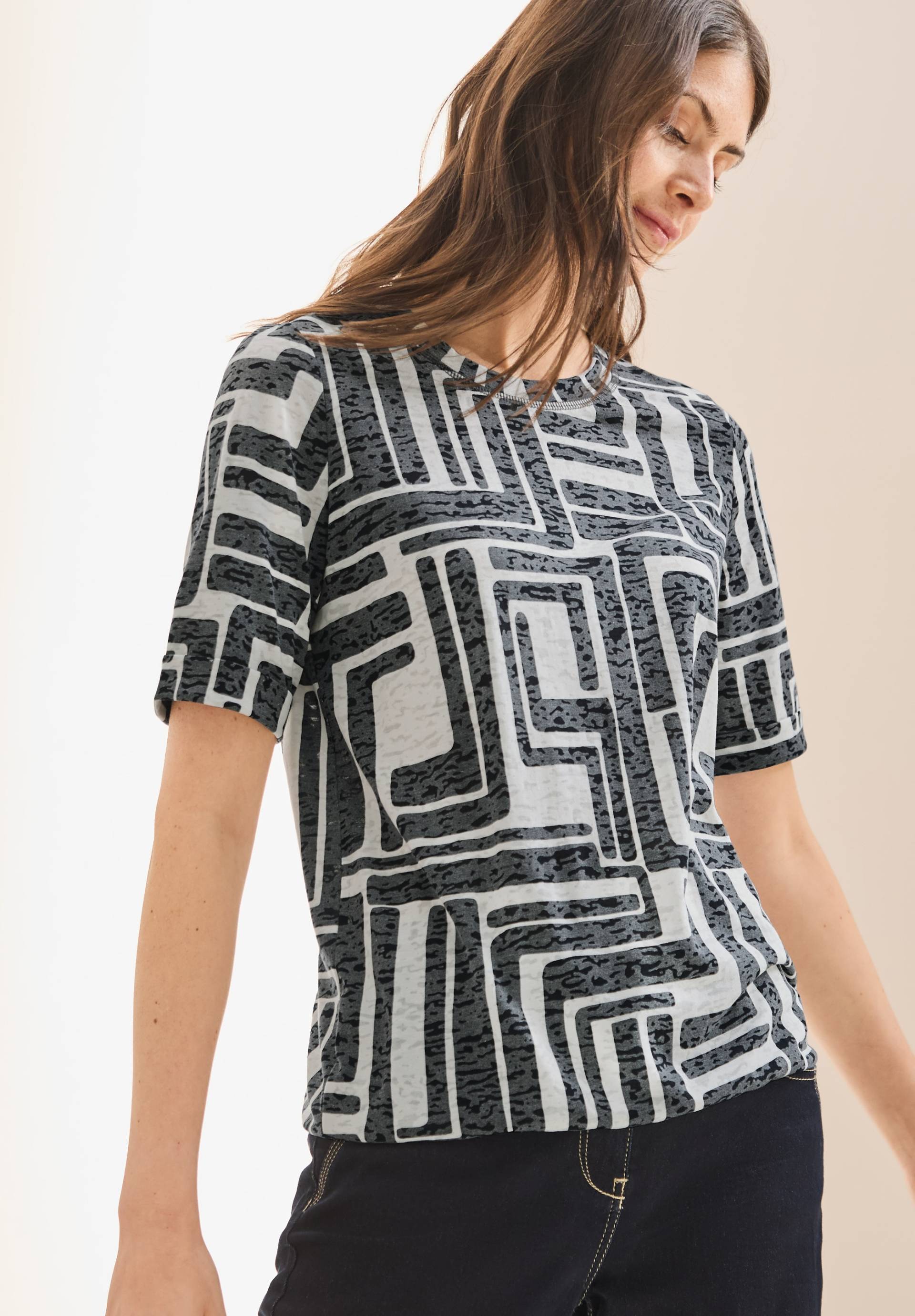 Cecil T-Shirt, in Ausbrenner-Optik, gemustert Cecil T-Shirt, in Ausbrenner-Optik, gemustert von Cecil