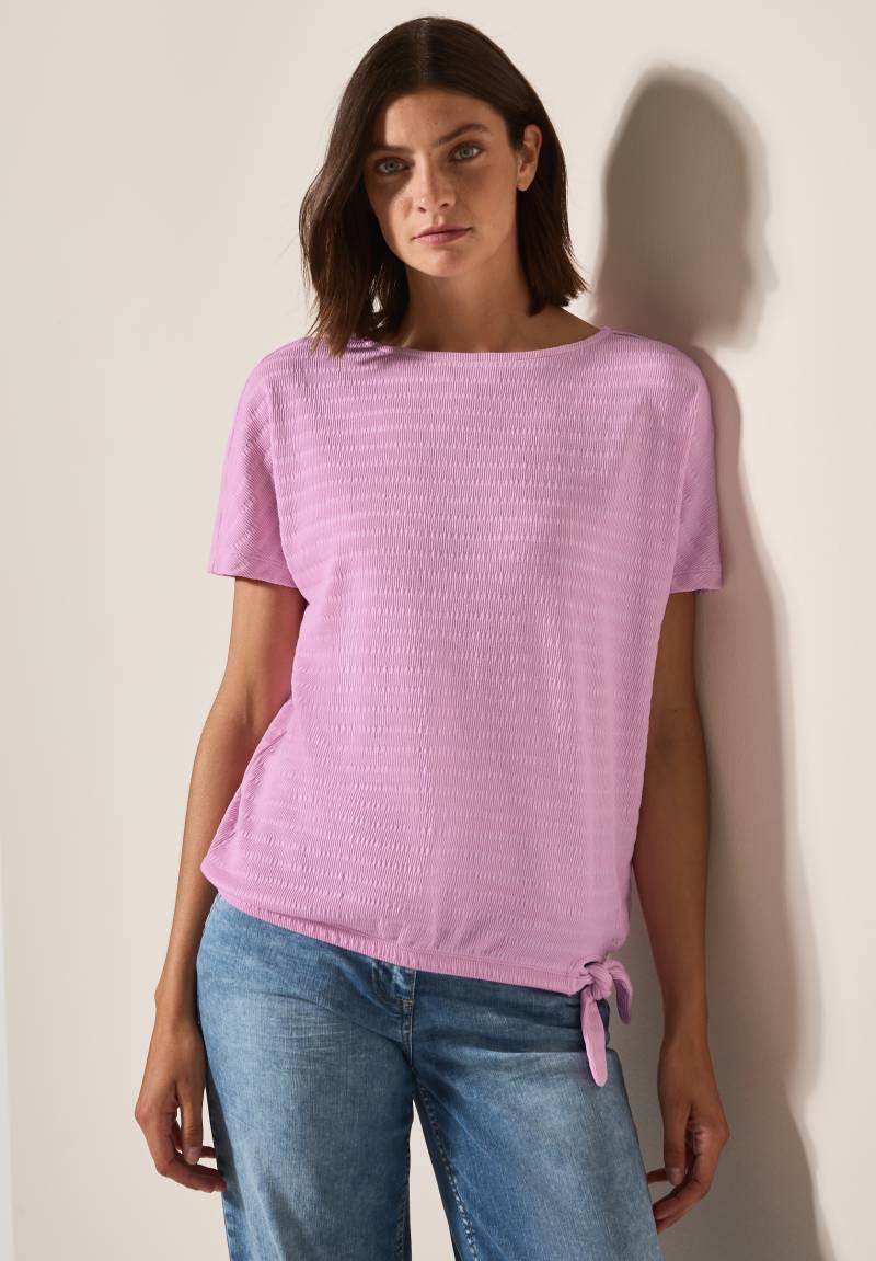 Cecil T-Shirt, in Smok-Optik und mit Knoten-Detail von Cecil