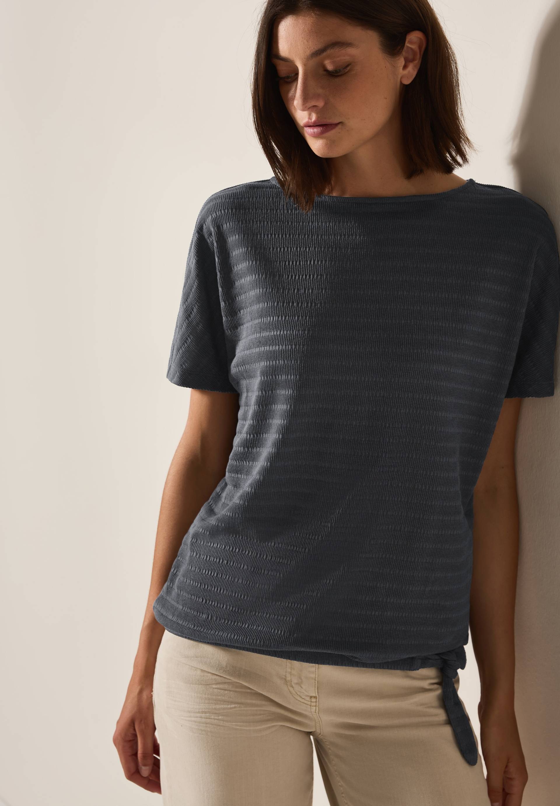 Cecil T-Shirt, in Smok-Optik und mit Knoten-Detail von Cecil