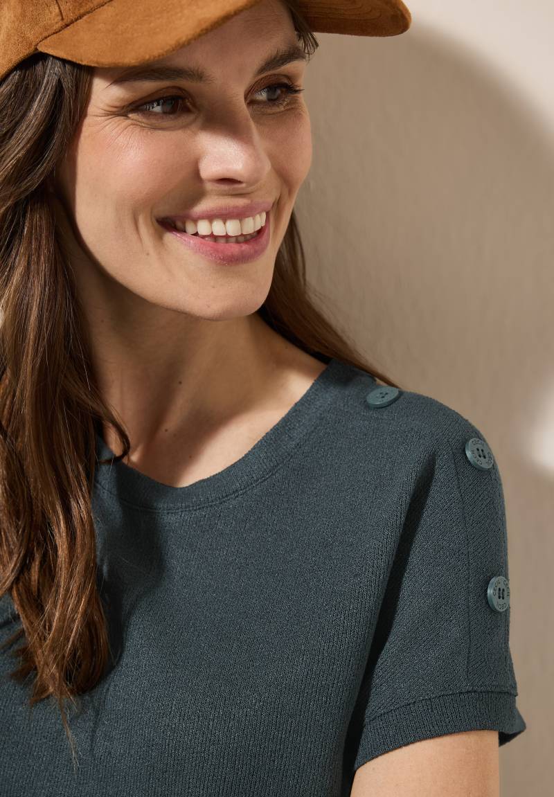 Cecil T-Shirt, in Struktur-Optik und mit Knopf-Details von Cecil
