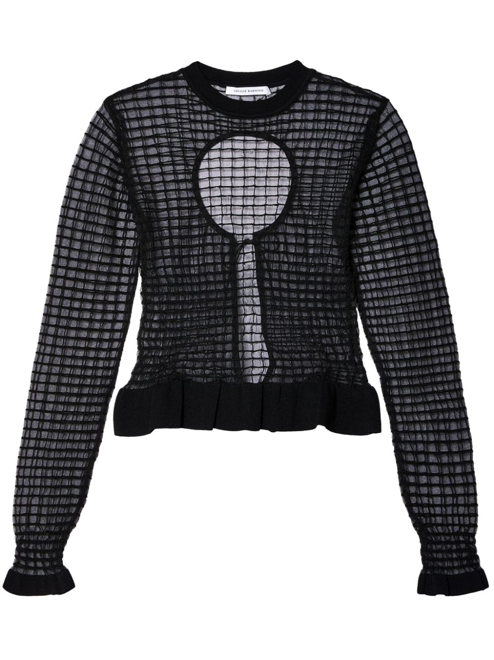 Cecilie Bahnsen Gru grid-sheer knitted top - Black