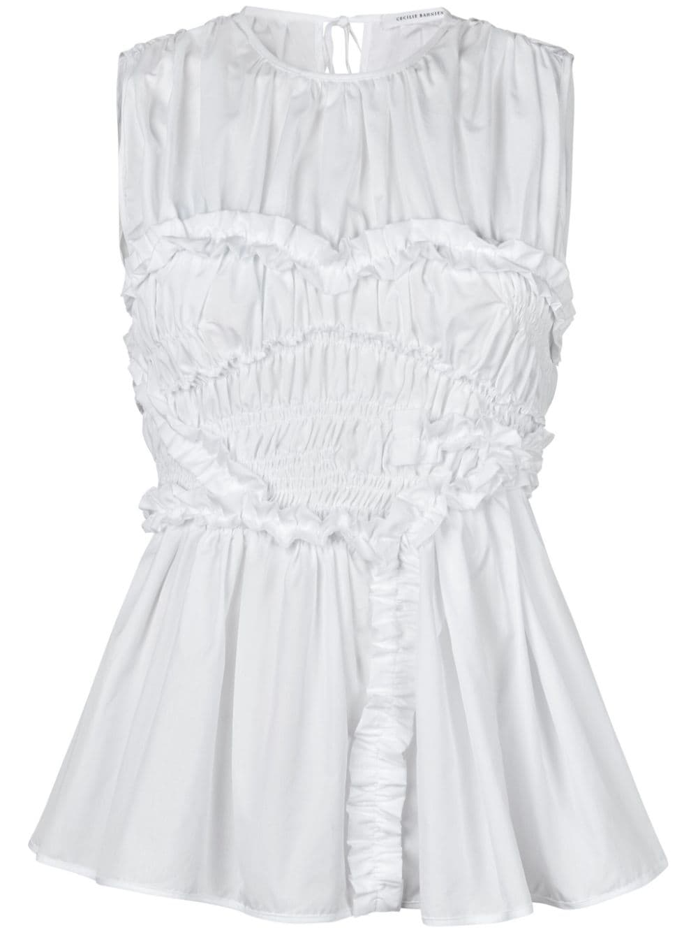 Cecilie Bahnsen Ubelle ruffled peplum cotton top - White von Cecilie Bahnsen