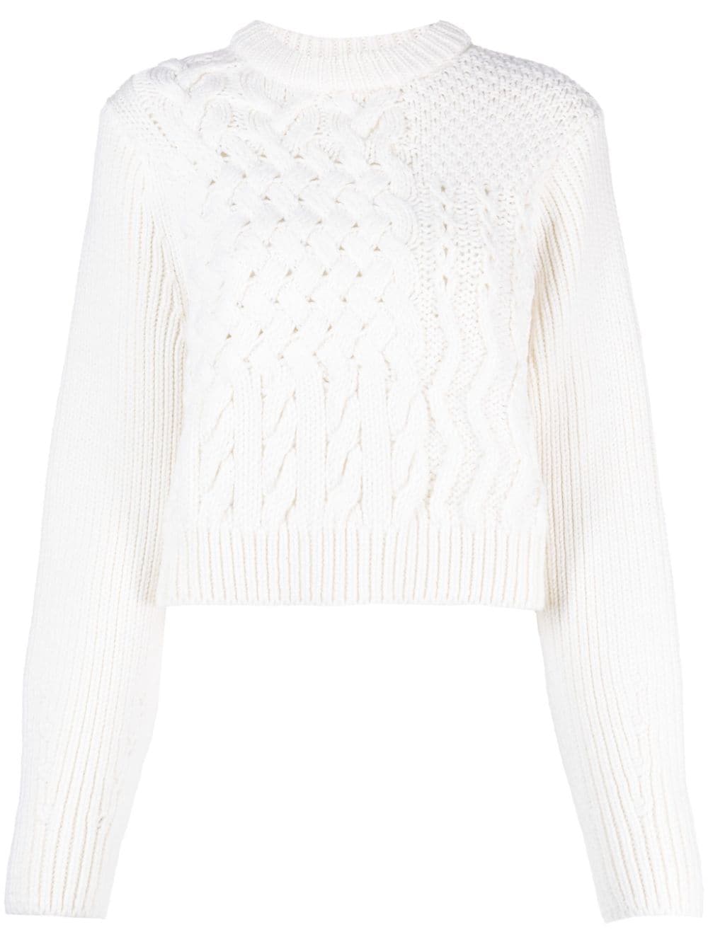 Cecilie Bahnsen cable-knit cropped wool jumper - White von Cecilie Bahnsen