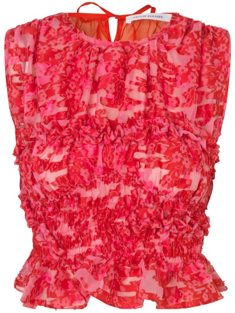 Cecilie Bahnsen floral-embroidered sleeveless top - Pink von Cecilie Bahnsen