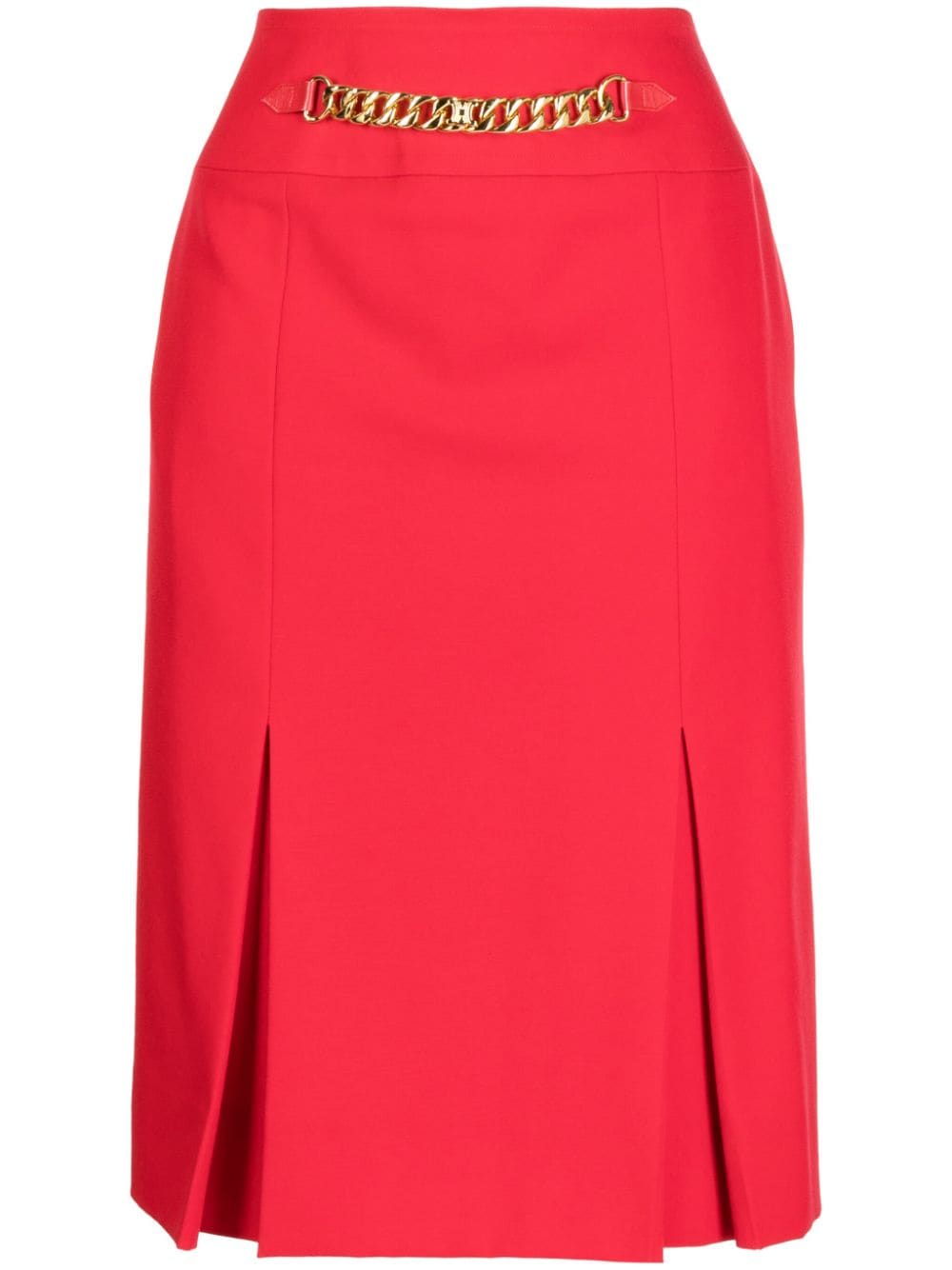 Céline Pre-Owned 1990-2000s chain-detailed midi skirt - Red von Céline Pre-Owned