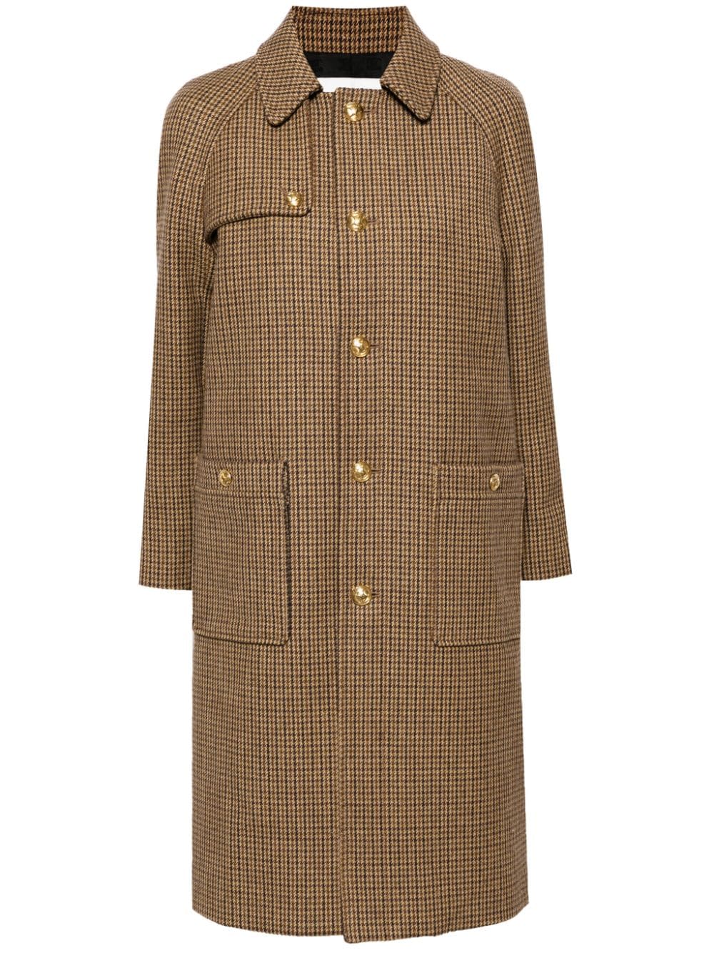 Céline Pre-Owned houndstooth-pattern single-breasted coat - Brown von Céline Pre-Owned