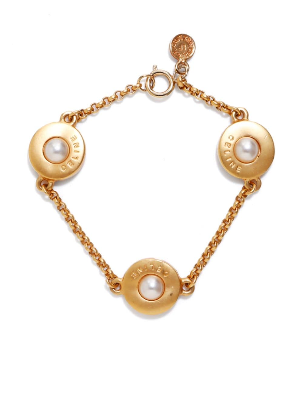 Céline Pre-Owned logo-charm chain bracelet - Gold von Céline Pre-Owned