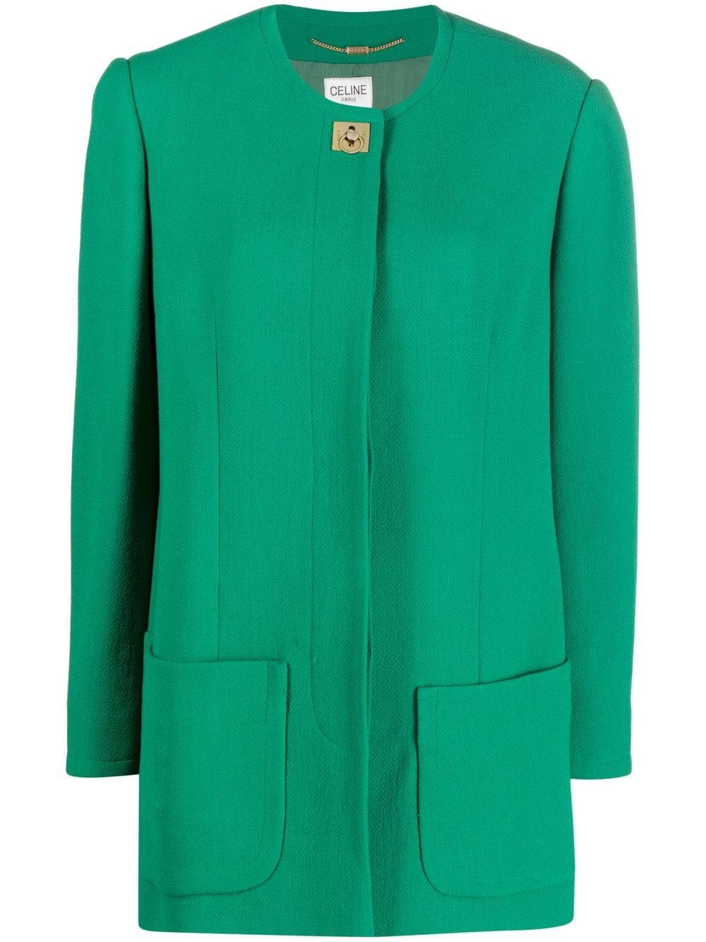Céline Pre-Owned pre-owned collarless single-breasted jacket - Green von Céline Pre-Owned