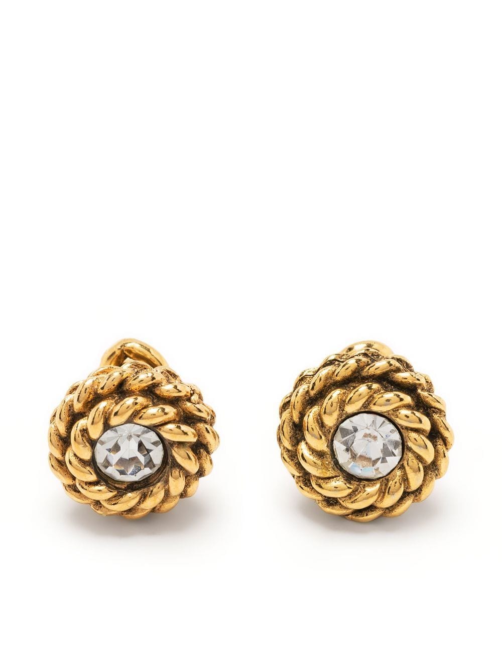 CHANEL Pre-Owned 1970s twisted edge rhinestone cuff links - Gold von CHANEL Pre-Owned