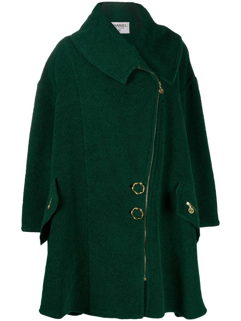 CHANEL Pre-Owned 1980s oversized zipped coat - Green von CHANEL Pre-Owned