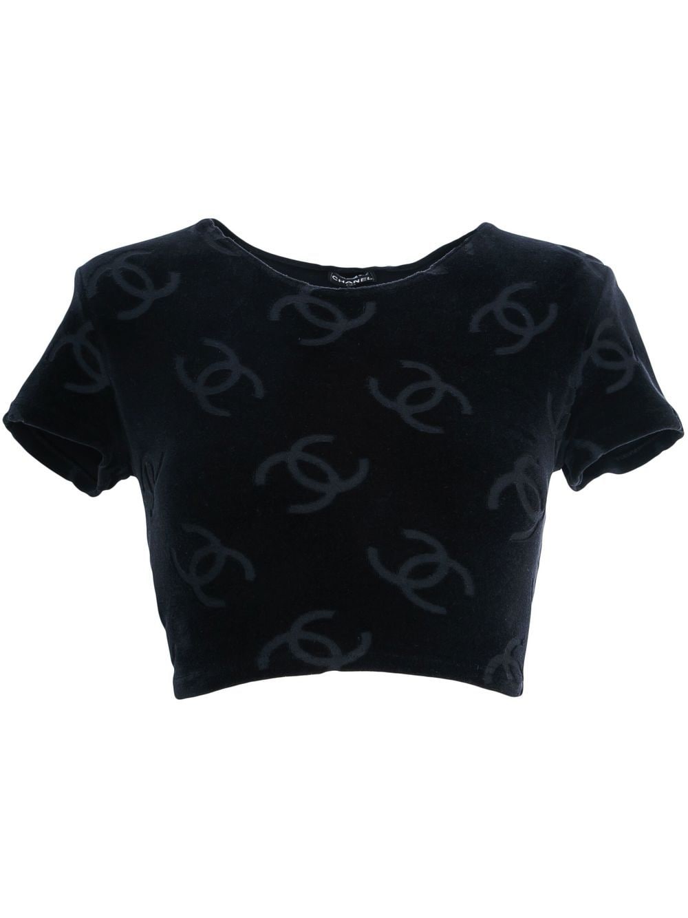 CHANEL Pre-Owned 1990s CC logo-print crop top - Black von CHANEL Pre-Owned