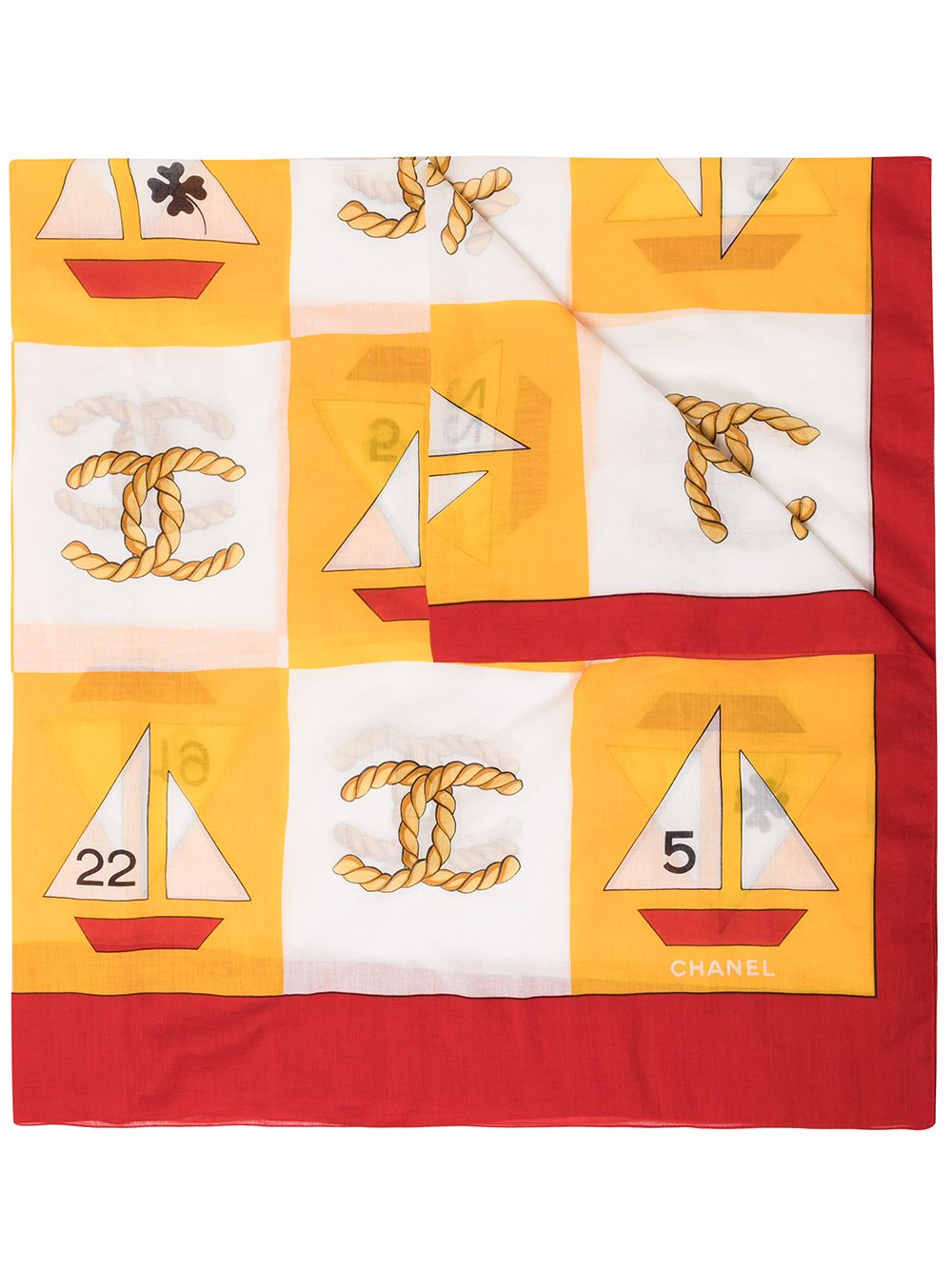 CHANEL Pre-Owned 1990s sailing-print scarf - Yellow von CHANEL Pre-Owned