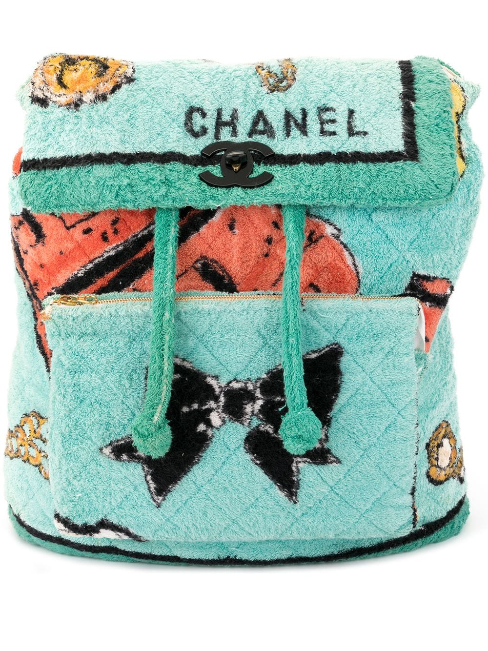 CHANEL Pre-Owned 1994 diamond-quilted terry-cloth backpack - Green von CHANEL Pre-Owned