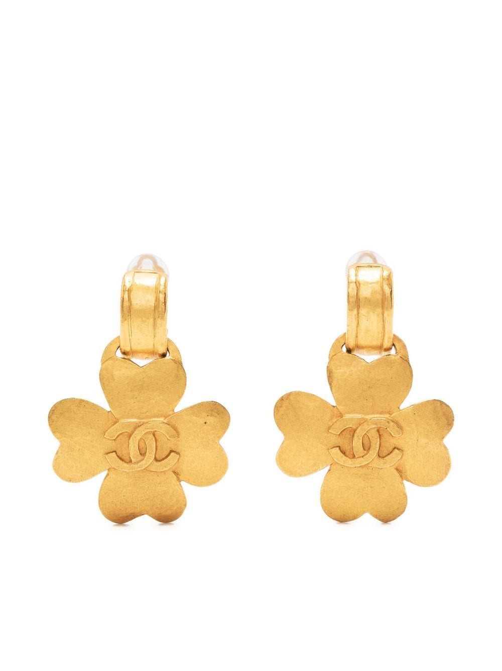 CHANEL Pre-Owned 1995 CC clover-motif clip-on earrings - Gold von CHANEL Pre-Owned