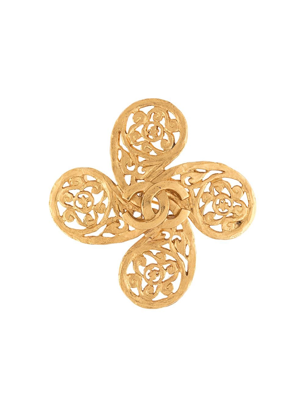CHANEL Pre-Owned 1995 flower motif CC brooch - Gold von CHANEL Pre-Owned