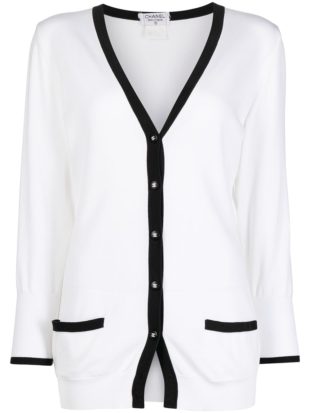 CHANEL Pre-Owned 1996 CC-buttons V-neck cardigan - White von CHANEL Pre-Owned