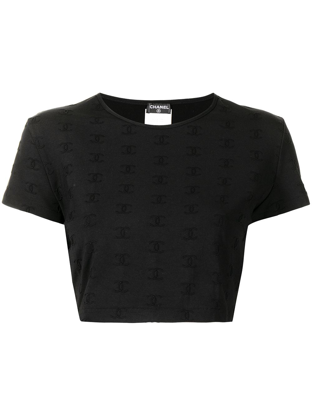 CHANEL Pre-Owned 1997 logo pattern cropped top - Black von CHANEL Pre-Owned