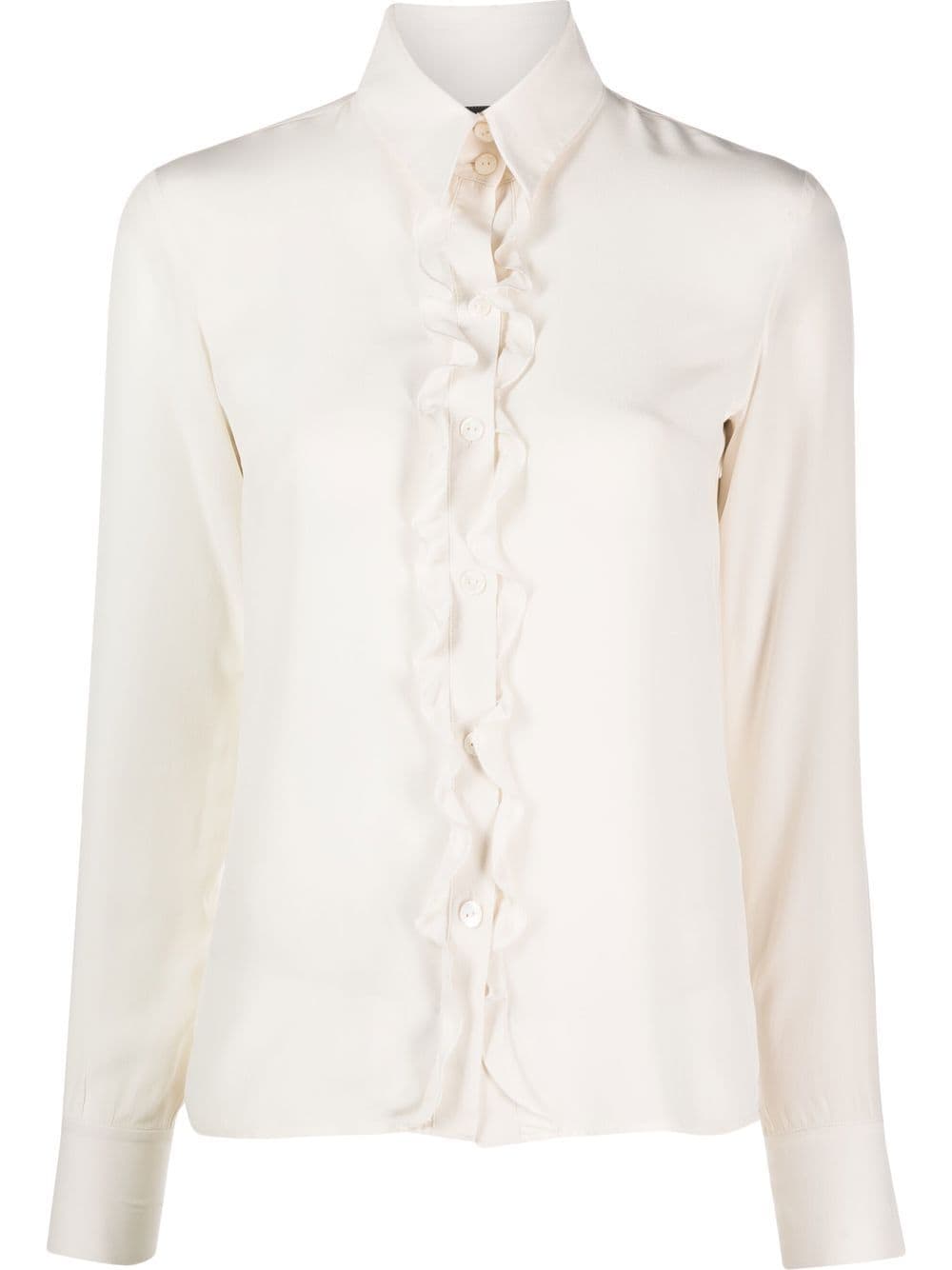 CHANEL Pre-Owned 2000s frilled-detailing silk shirt - Neutrals von CHANEL Pre-Owned