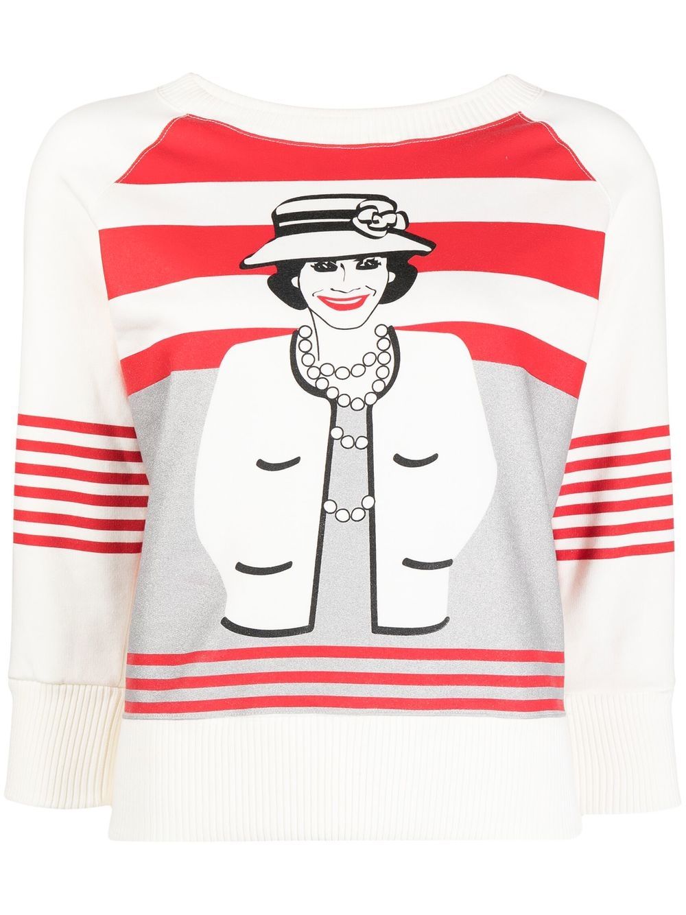 CHANEL Pre-Owned 2001 Mademoiselle print crew-neck sweatshirt - White von CHANEL Pre-Owned