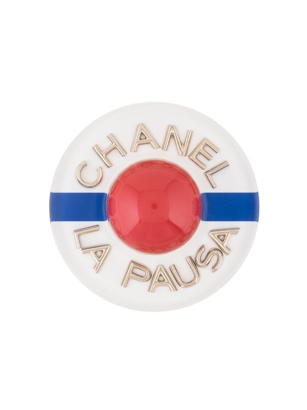 CHANEL Pre-Owned 2019 CC La Pausa logos brooch pin corsage - White von CHANEL Pre-Owned