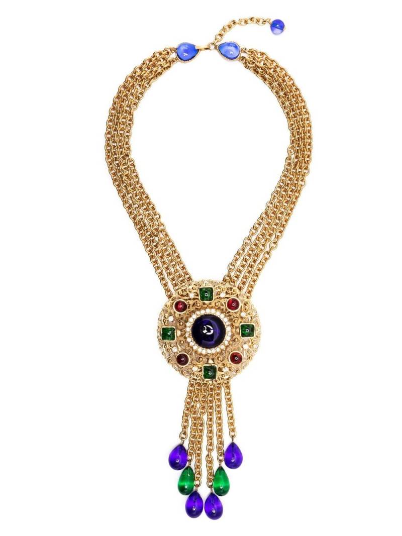 CHANEL Pre-Owned 1980s gemstone-embellished multi-chain necklace - Gold von CHANEL Pre-Owned