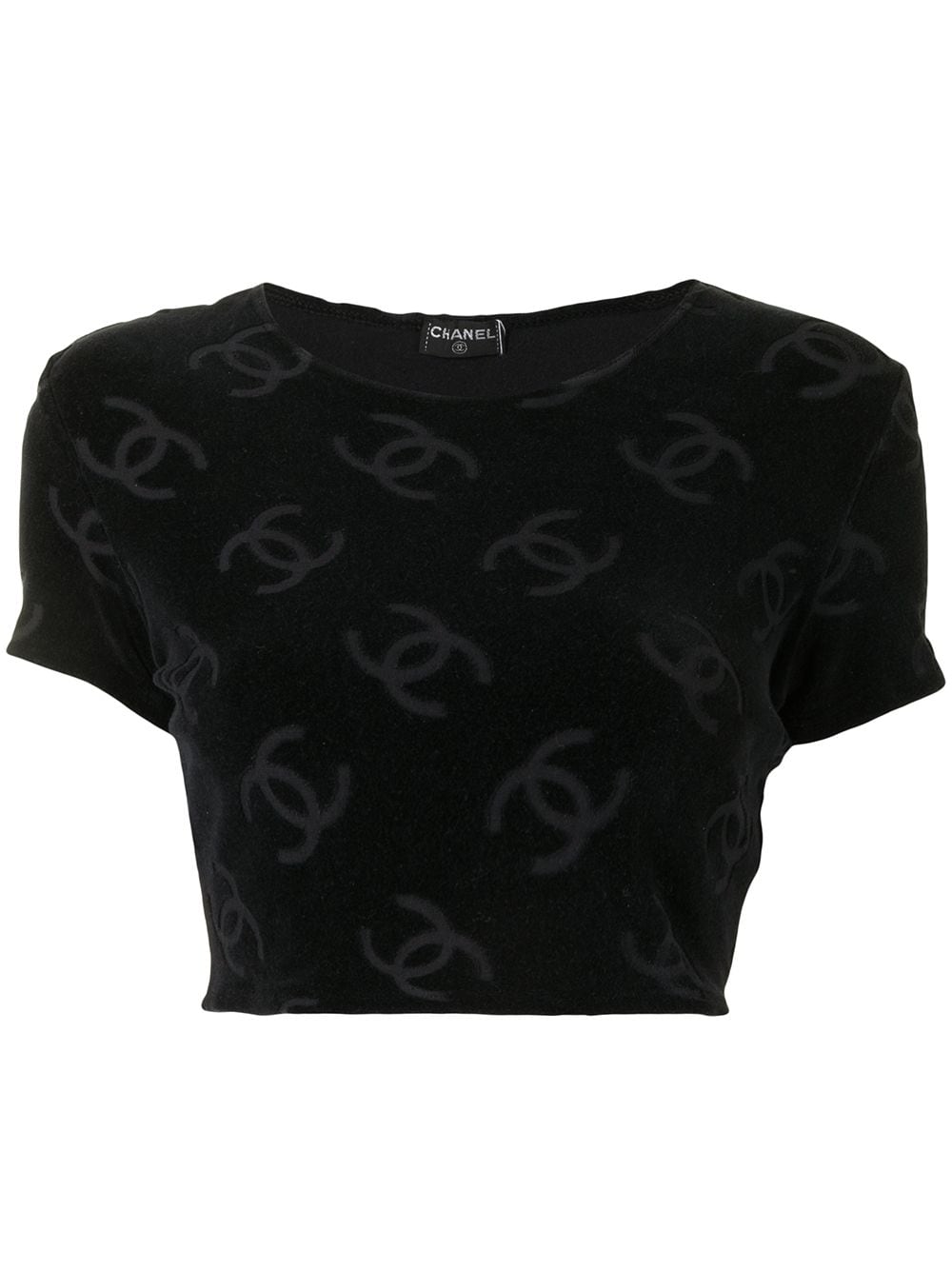 CHANEL Pre-Owned 1990s interlocking CC logo cropped top - Black von CHANEL Pre-Owned