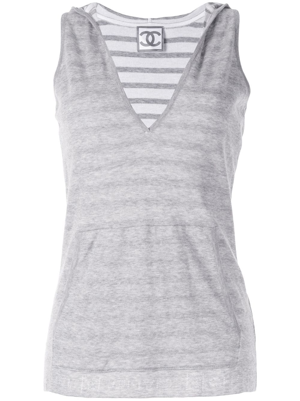 CHANEL Pre-Owned 2009 striped sleeveless hoodie - Grey von CHANEL Pre-Owned