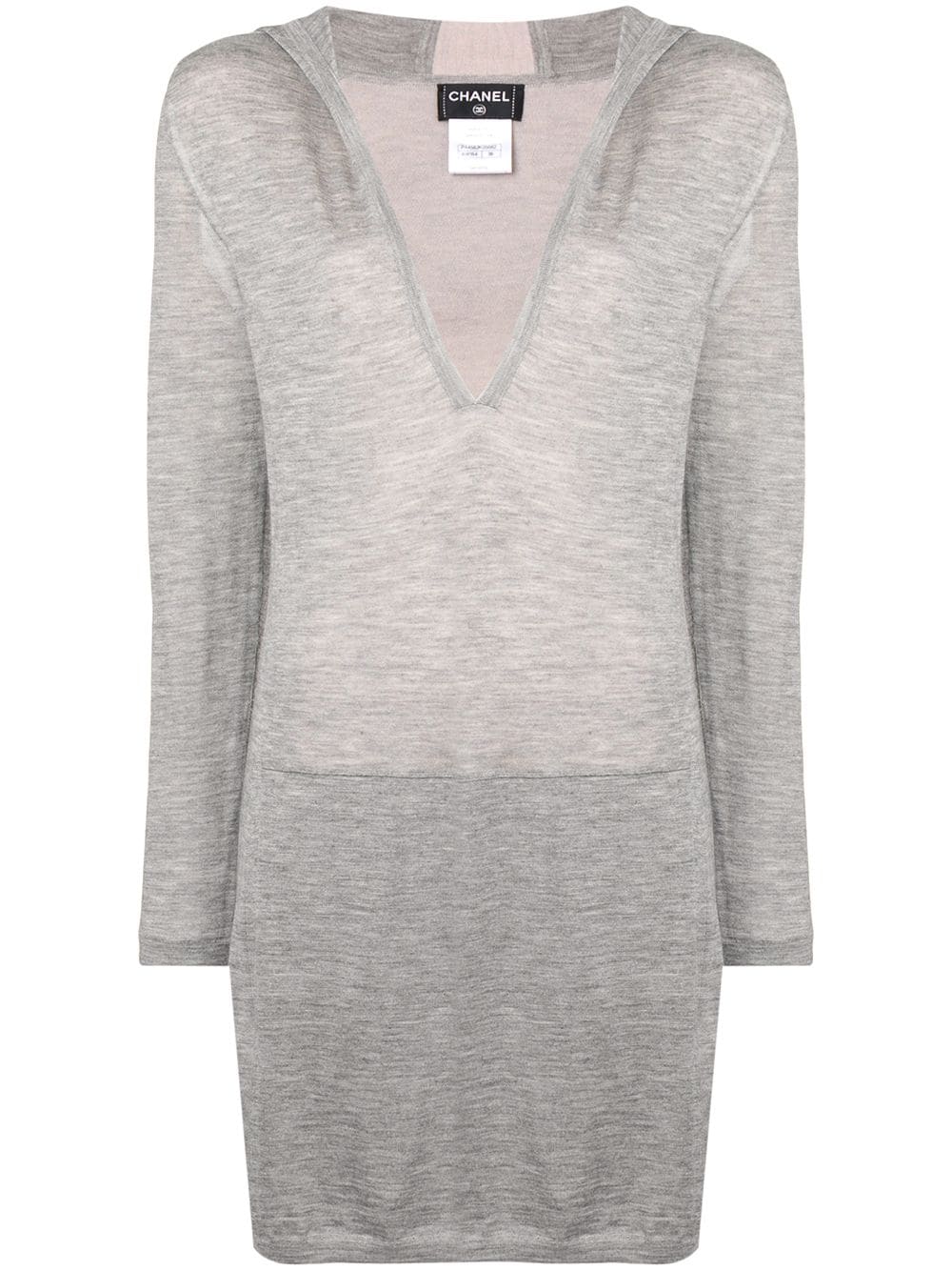 CHANEL Pre-Owned hooded long sweater - Grey von CHANEL Pre-Owned