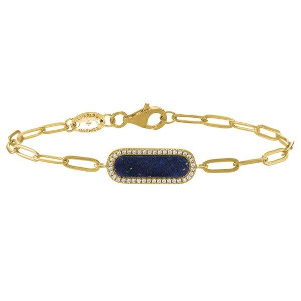 Goldenes Silberarmband Damen Dunkelblau 18cm von Charles Garnier