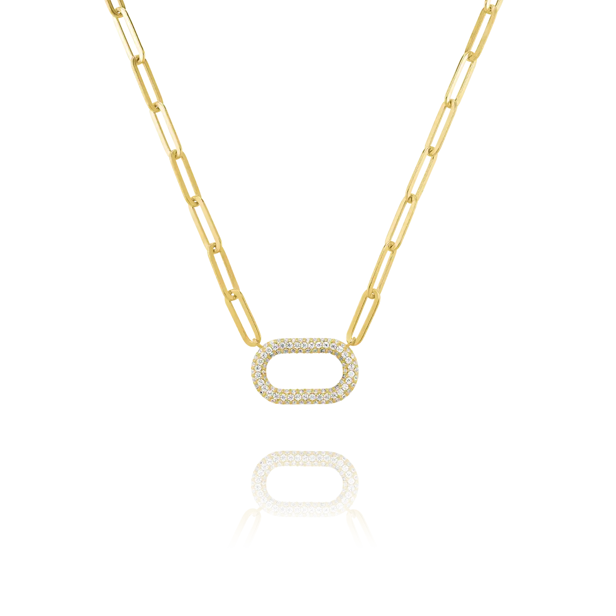Styles Halskette Mit Ovalem Anhänger Aus Goldsilber Und Zirkonoxiden Damen Gold 42.5CM von Charles Garnier