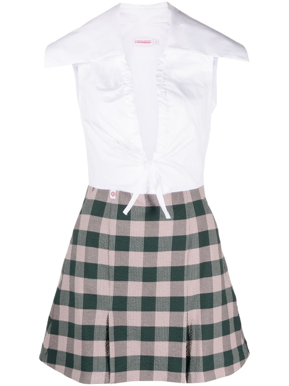 Charles Jeffrey Loverboy Sailor gingham mini dress - White von Charles Jeffrey Loverboy