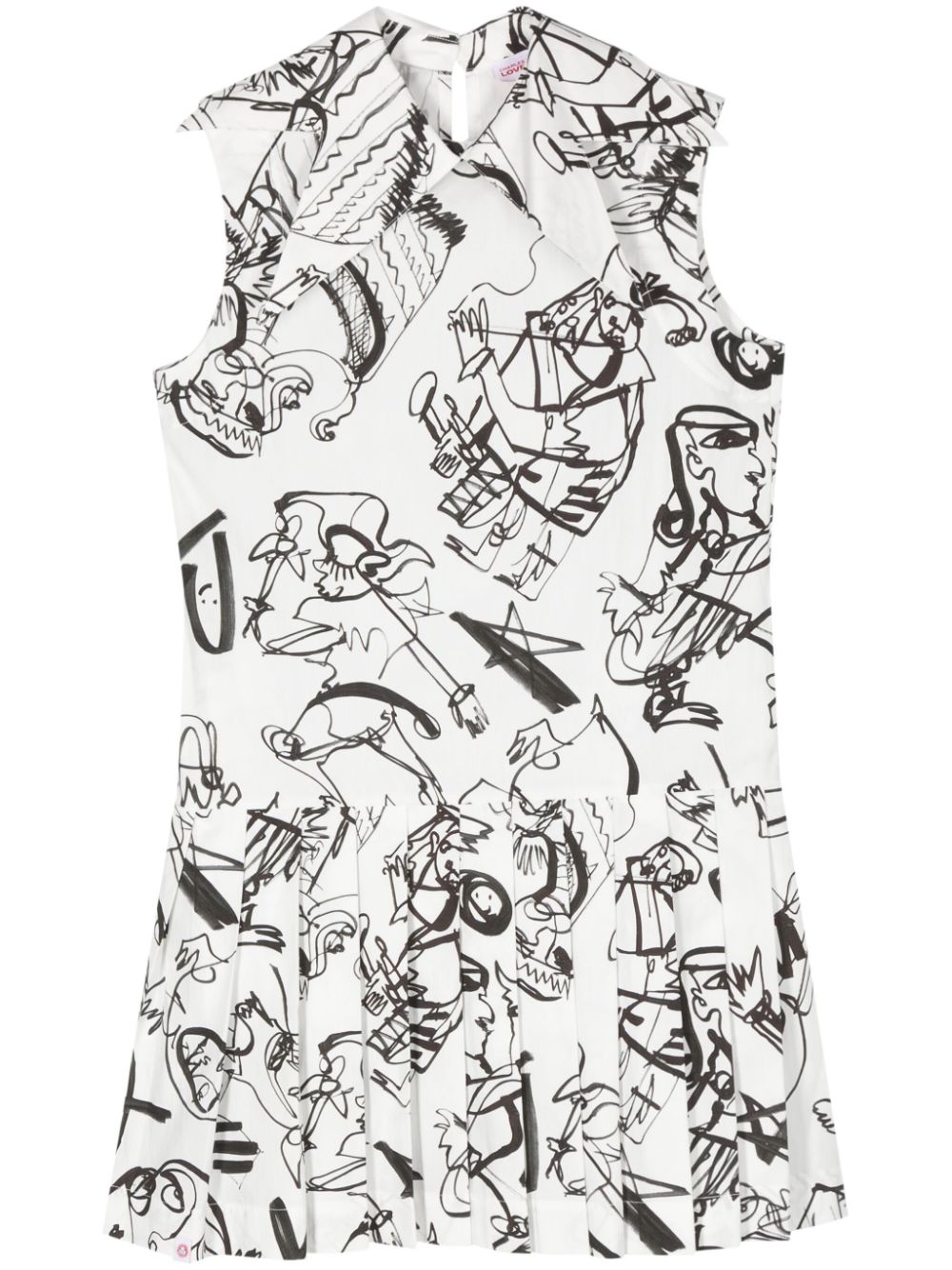 Charles Jeffrey Loverboy abstract-print pleated mini dress - White von Charles Jeffrey Loverboy