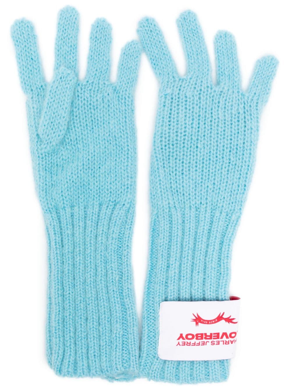 Charles Jeffrey Loverboy logo-patch knitted gloves - Blue von Charles Jeffrey Loverboy