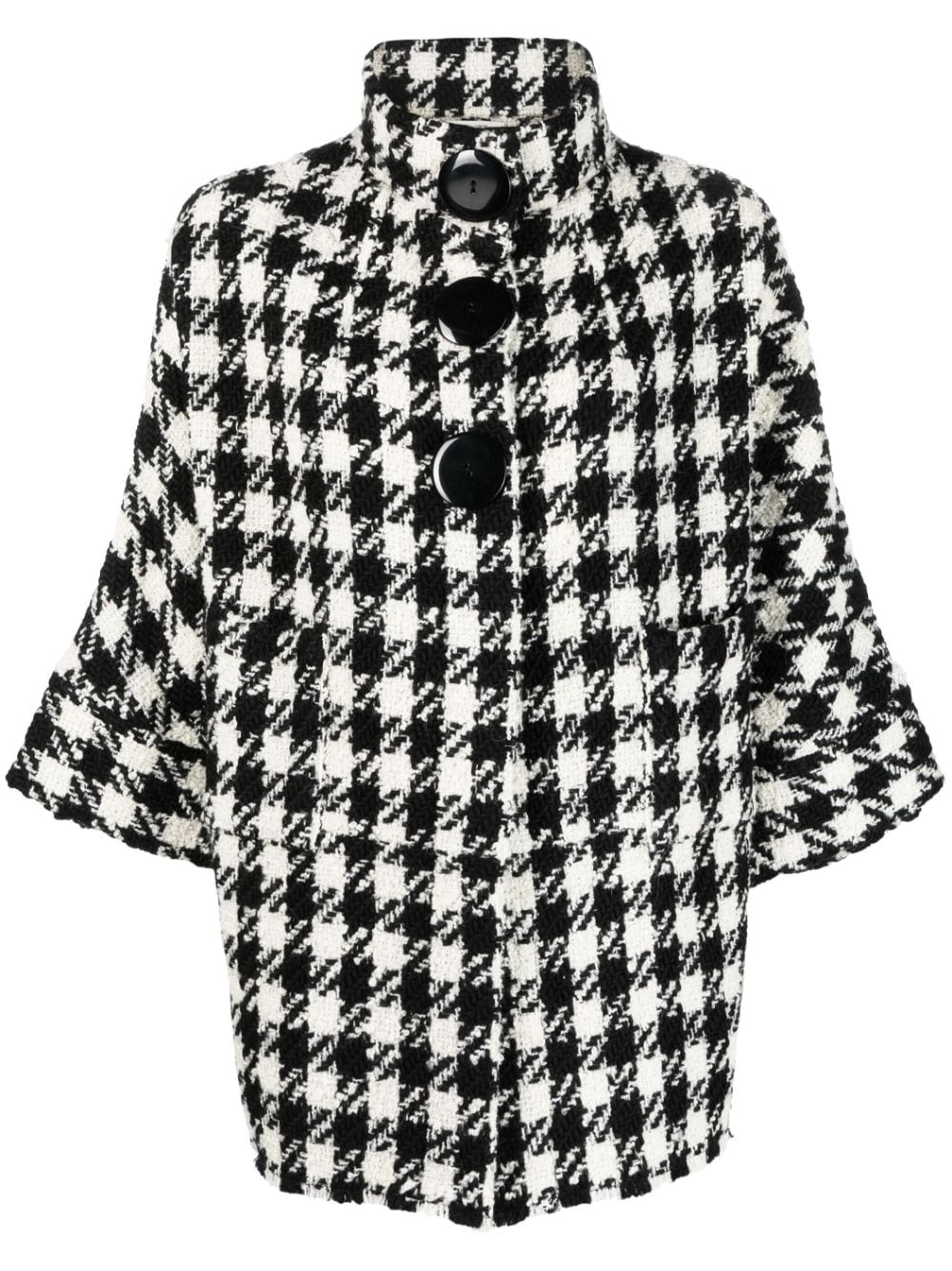Charlott check-pattern crop-sleeve jacket - Black von Charlott