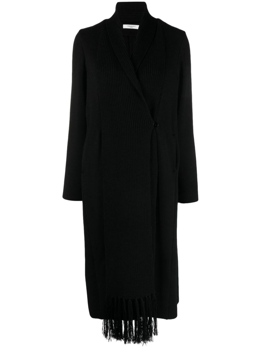 Charlott double-breasted knitted wool coat - Black von Charlott