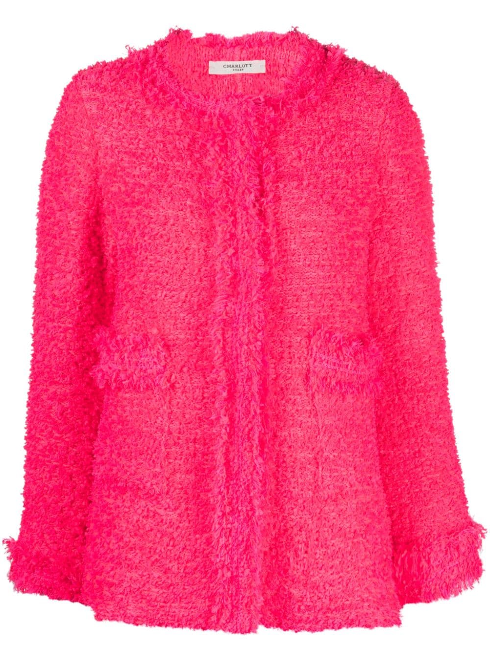 Charlott round-neck frayed tweed jacket - Pink von Charlott