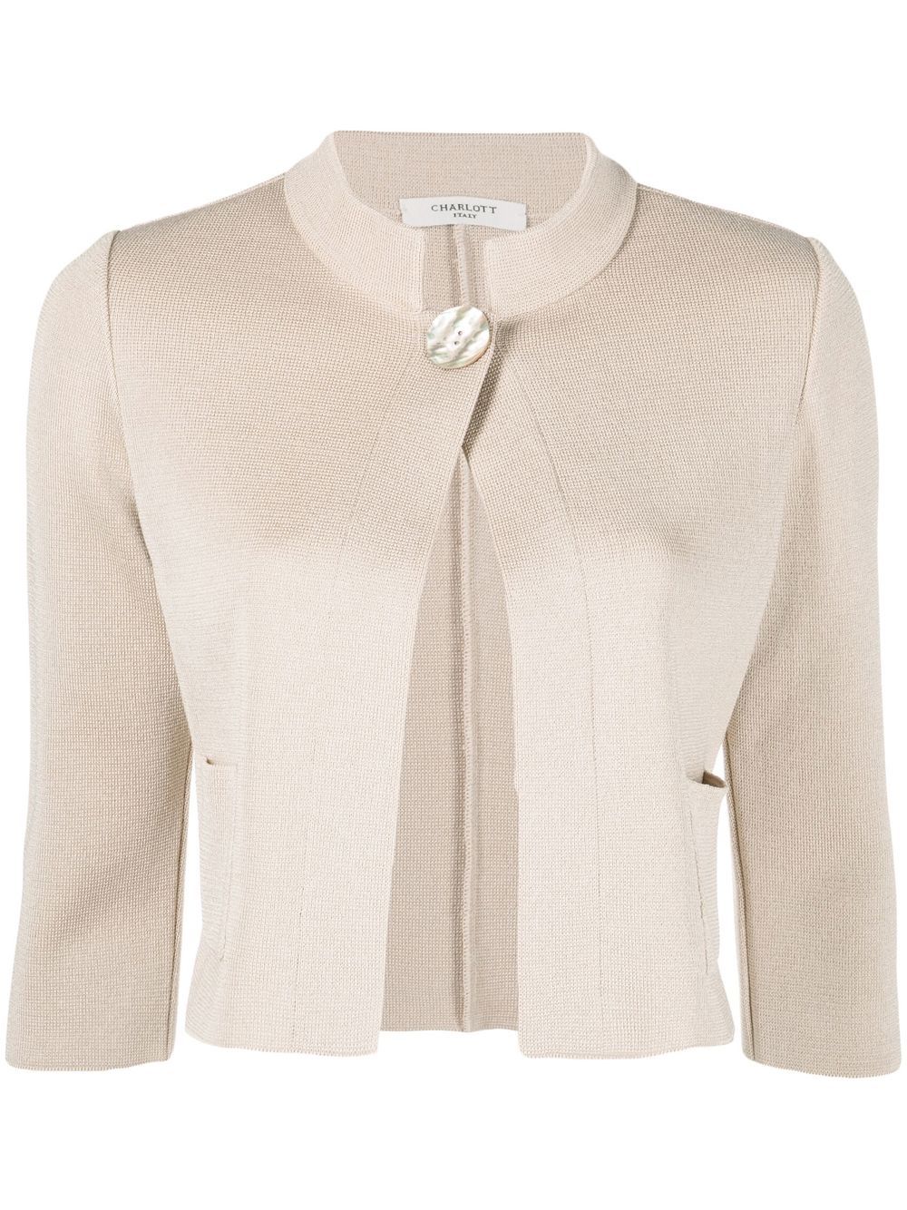 Charlott single-button three quarter sleeves cardigan - Neutrals von Charlott