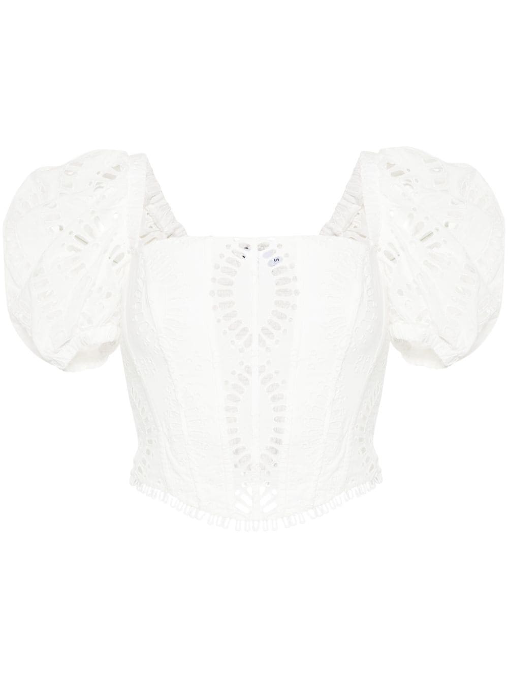 Charo Ruiz Ibiza Nivak broderie-anglaise corset top - White von Charo Ruiz Ibiza