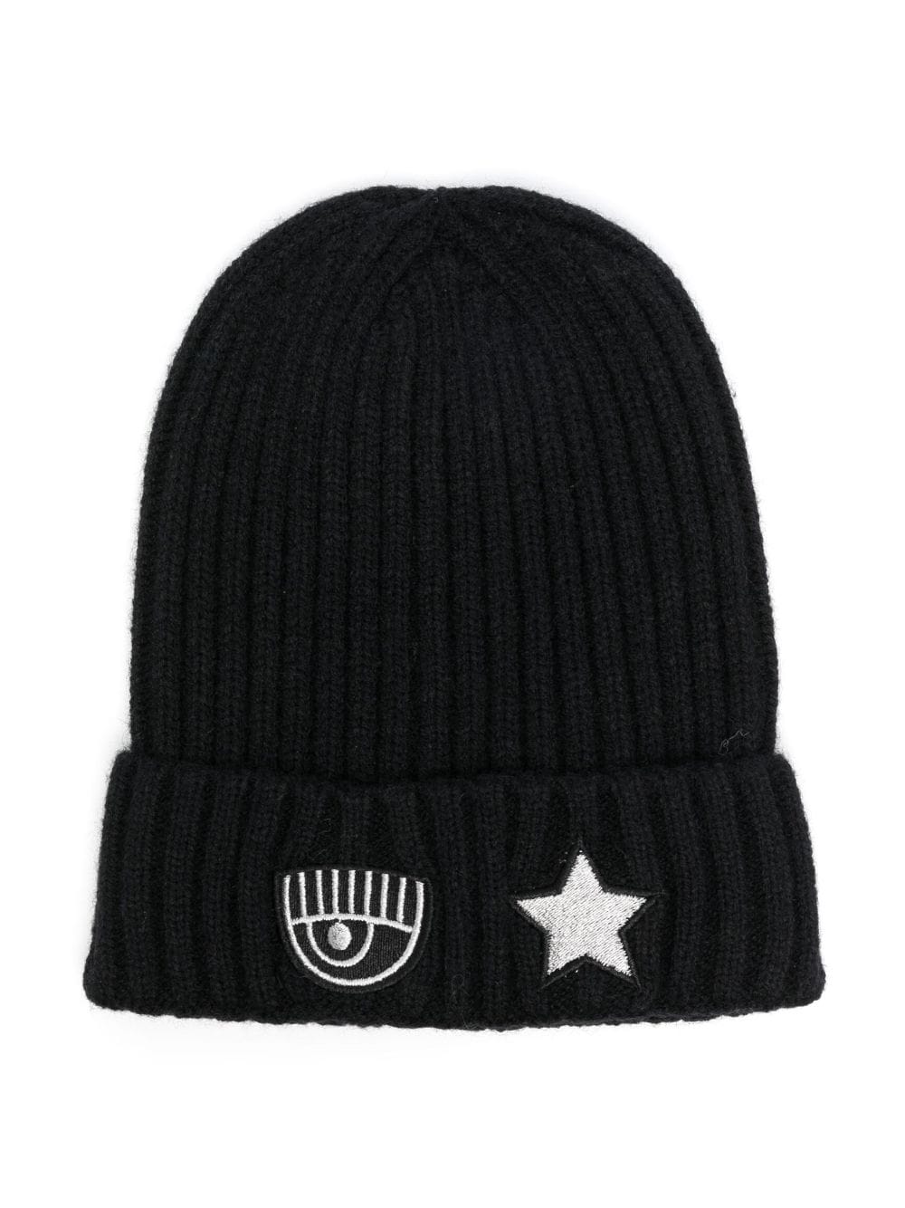 Chiara Ferragni Kids Eyelike logo-appliqué beanie - Black von Chiara Ferragni Kids