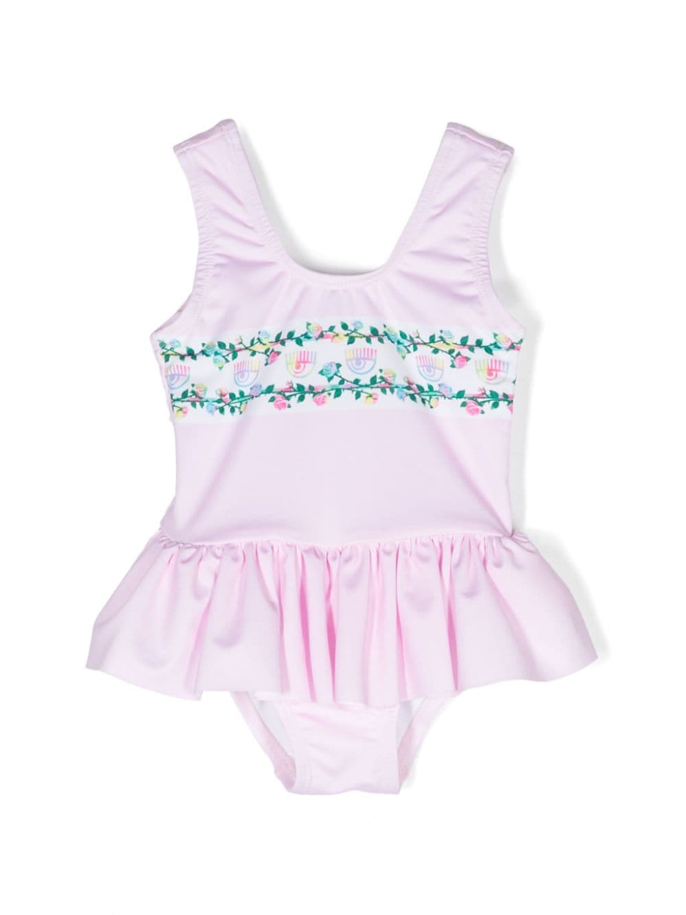 Chiara Ferragni Kids Eyelike-motif ruffled swimsuit - Pink von Chiara Ferragni Kids