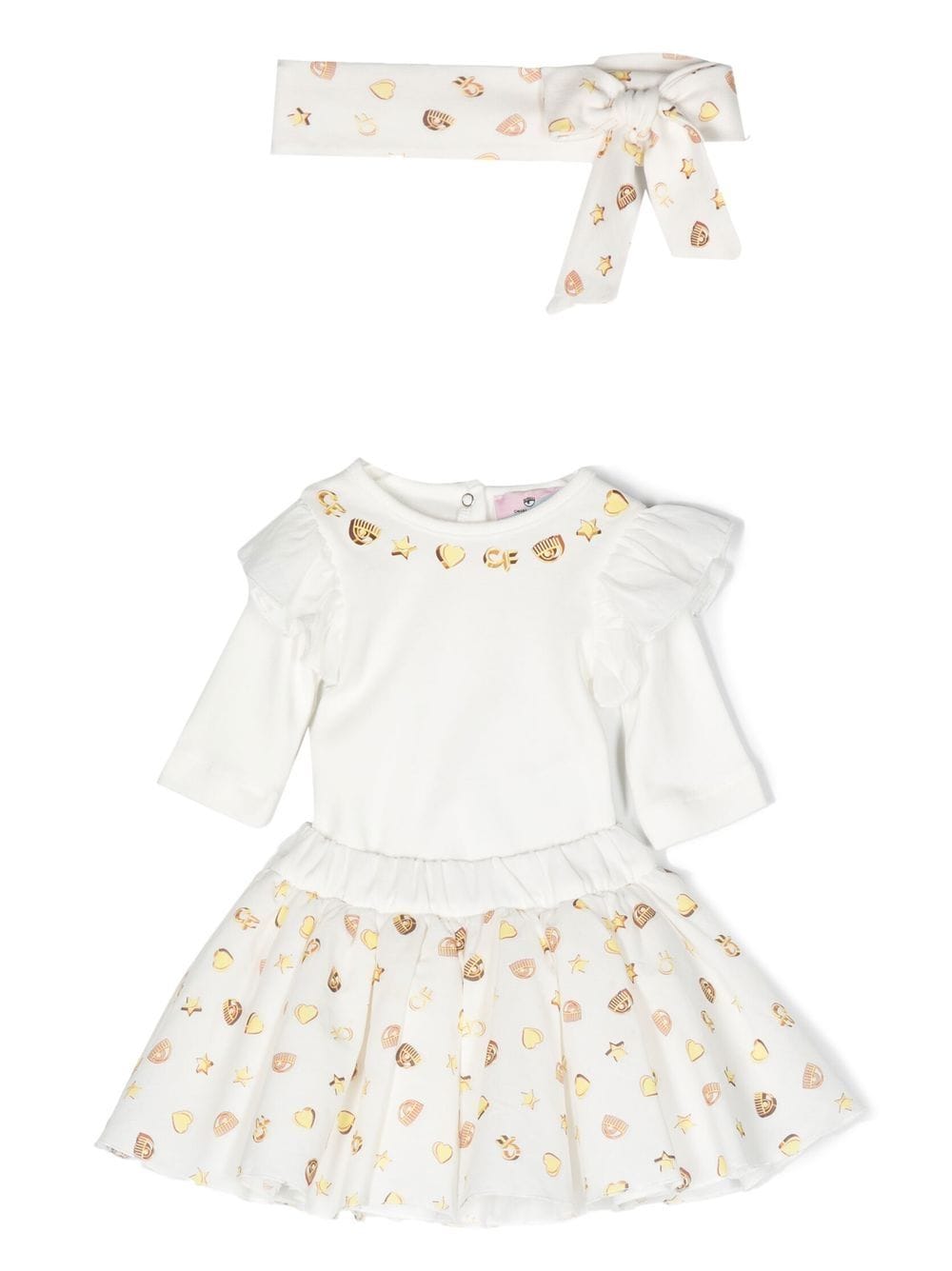 Chiara Ferragni Kids Eyelike-print skirt set - White von Chiara Ferragni Kids